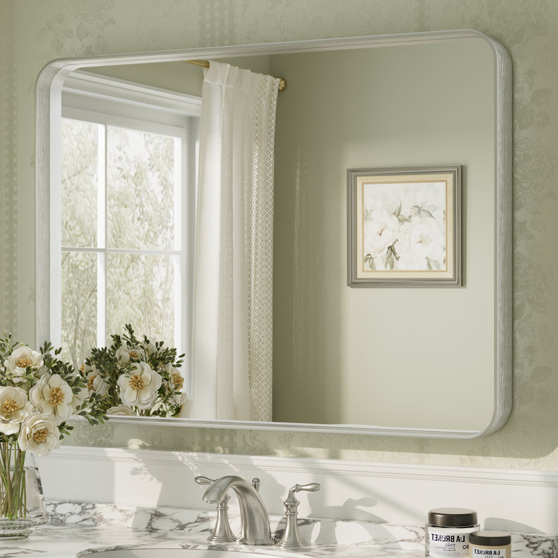 Miroir mural Aevar, 40 po x 30 po, Argent brossé