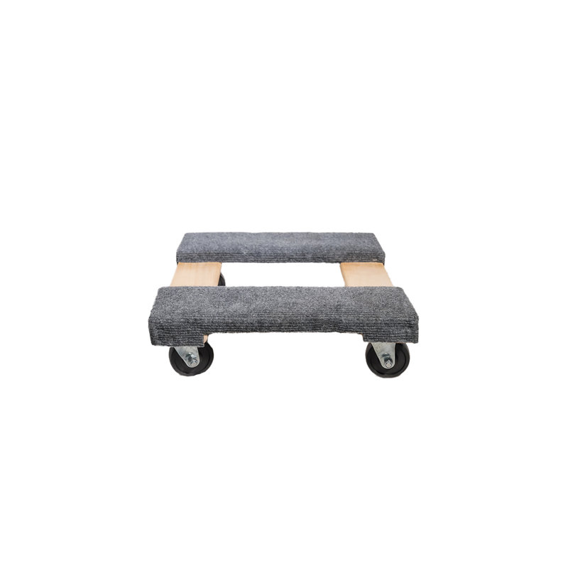 Chariot à tapis en bois franc avec roues en caoutchouc dur de 4 po, H 5,75 po x l 16 po x P 16 po