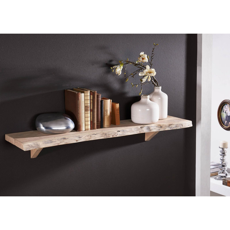 Freeform Acacia Solid Wood Accent Shelf, 33cm H x 121cm W x 19cm D