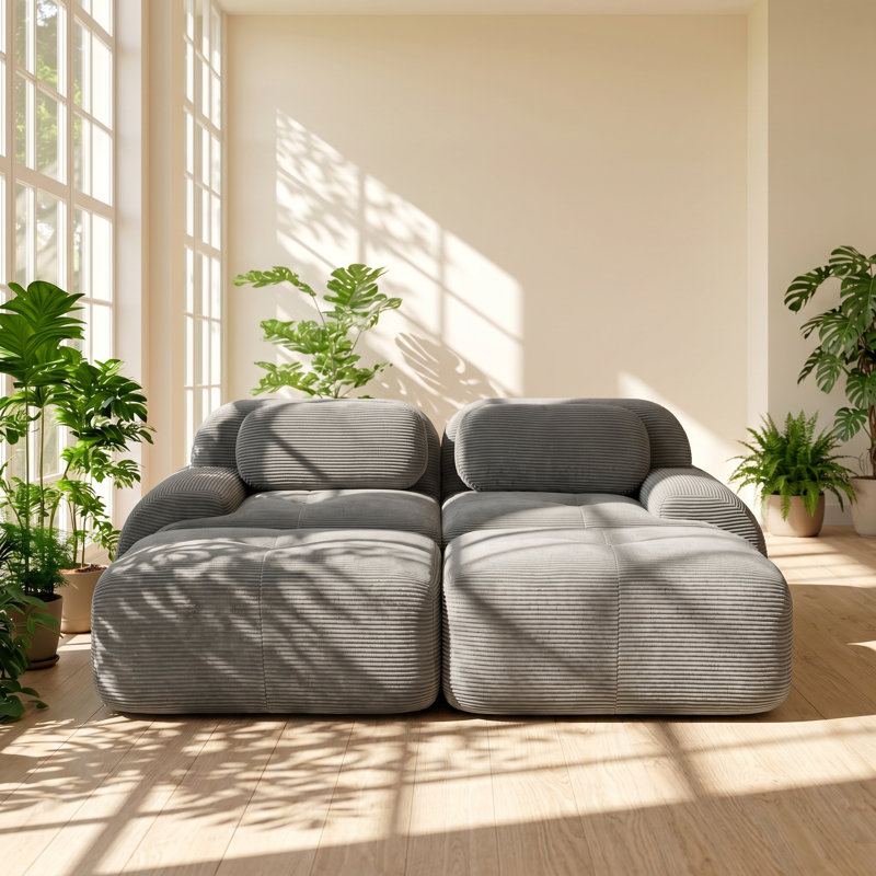 Canapé modulaire 2 places en velours côtelé l 80,3 po x P 69,2 po x H 27,5 po Everette
