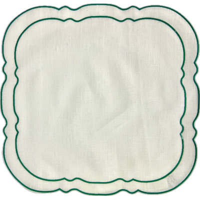 Linho Placemat: Scalloped Square Placemat - Blue