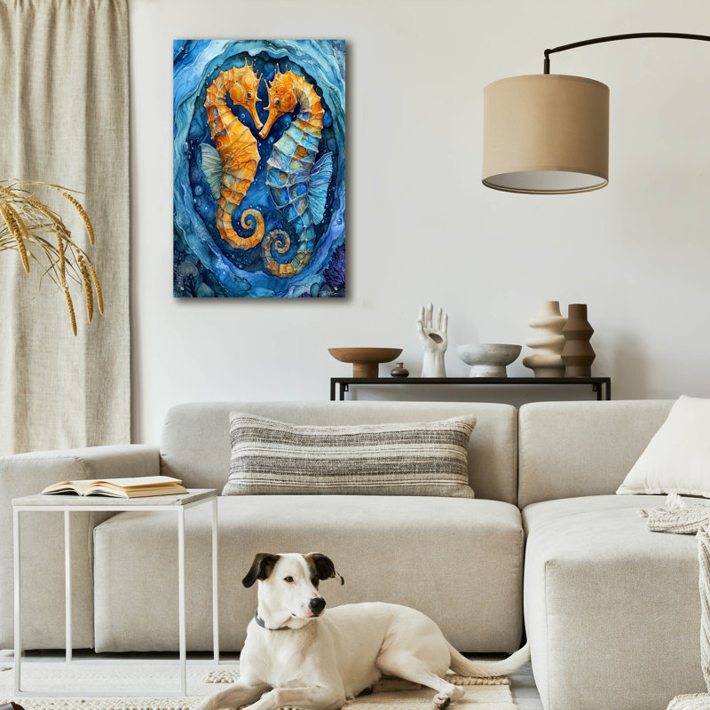 «Love In Te Sea 1» par Momart, art mural en verre acrylique, H 36 po x l 24 po x P 0,2 po