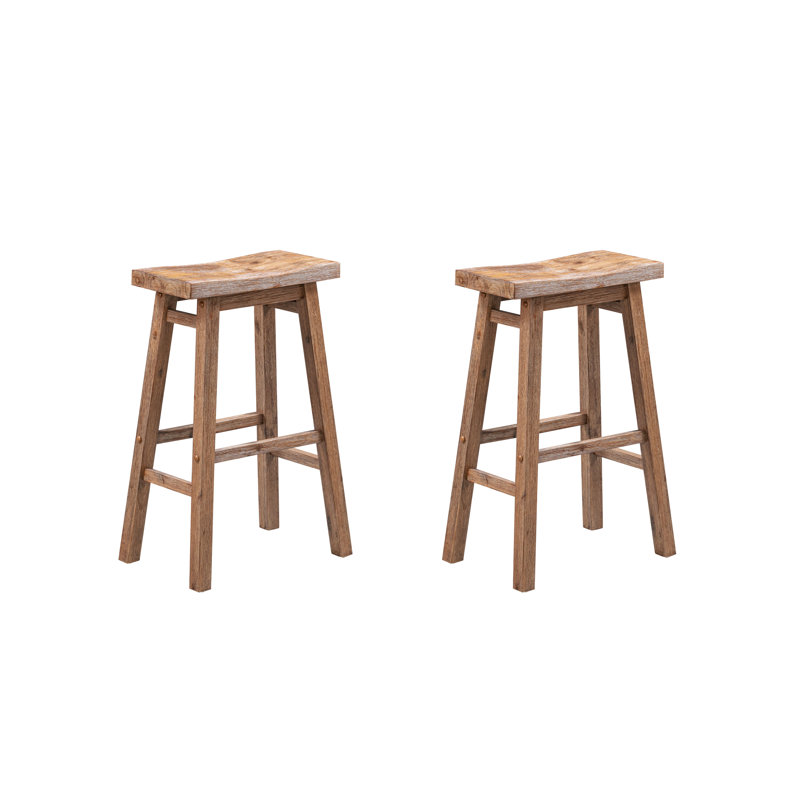 Tabouret Alessandro, Bois de grange à la brosse métallique, Tabouret de bar (siège d'une hauteur de 29 po), 2