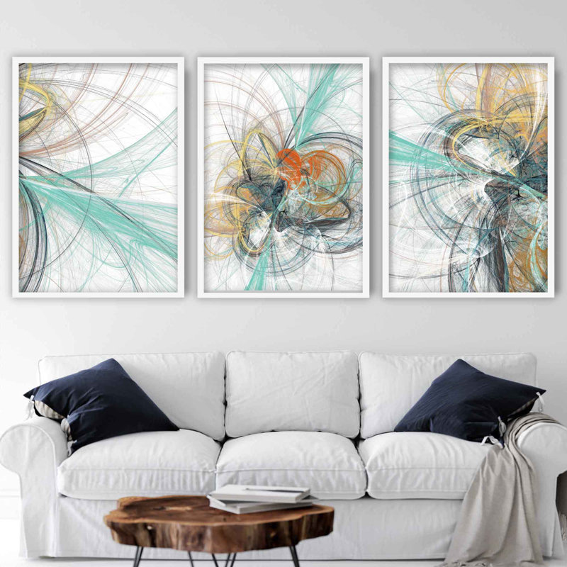 Sunday Afternoon - 3 Piece Single Picture Frame Painting, White Framed, 43cm H x 33cm W 