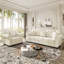 Luxueux canapé Chesterfield en velours avec garniture cloutée, accoudoirs roulés et repose-pieds assorti, design moderne Mid-Century beige / blanc-586511679