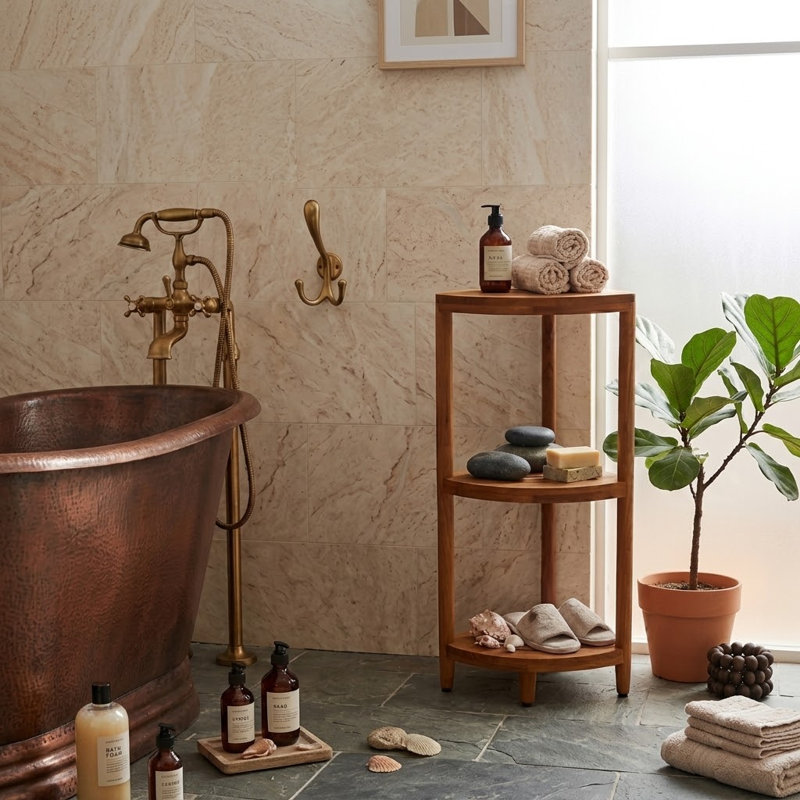Spa Teak Corner Shower Caddy