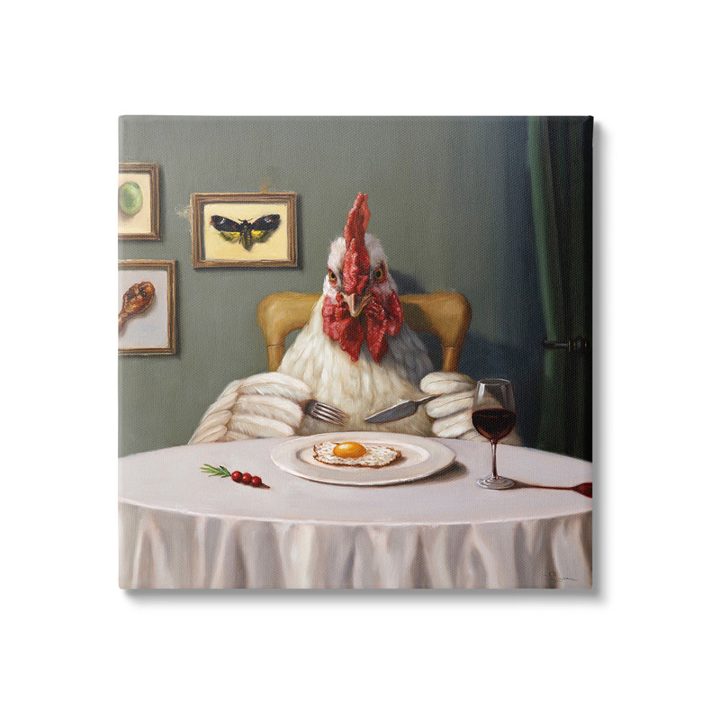 «Chicken & Egg Dinner», art mural sur toile par Lucia Heffernan, H 36 po x l 36 po