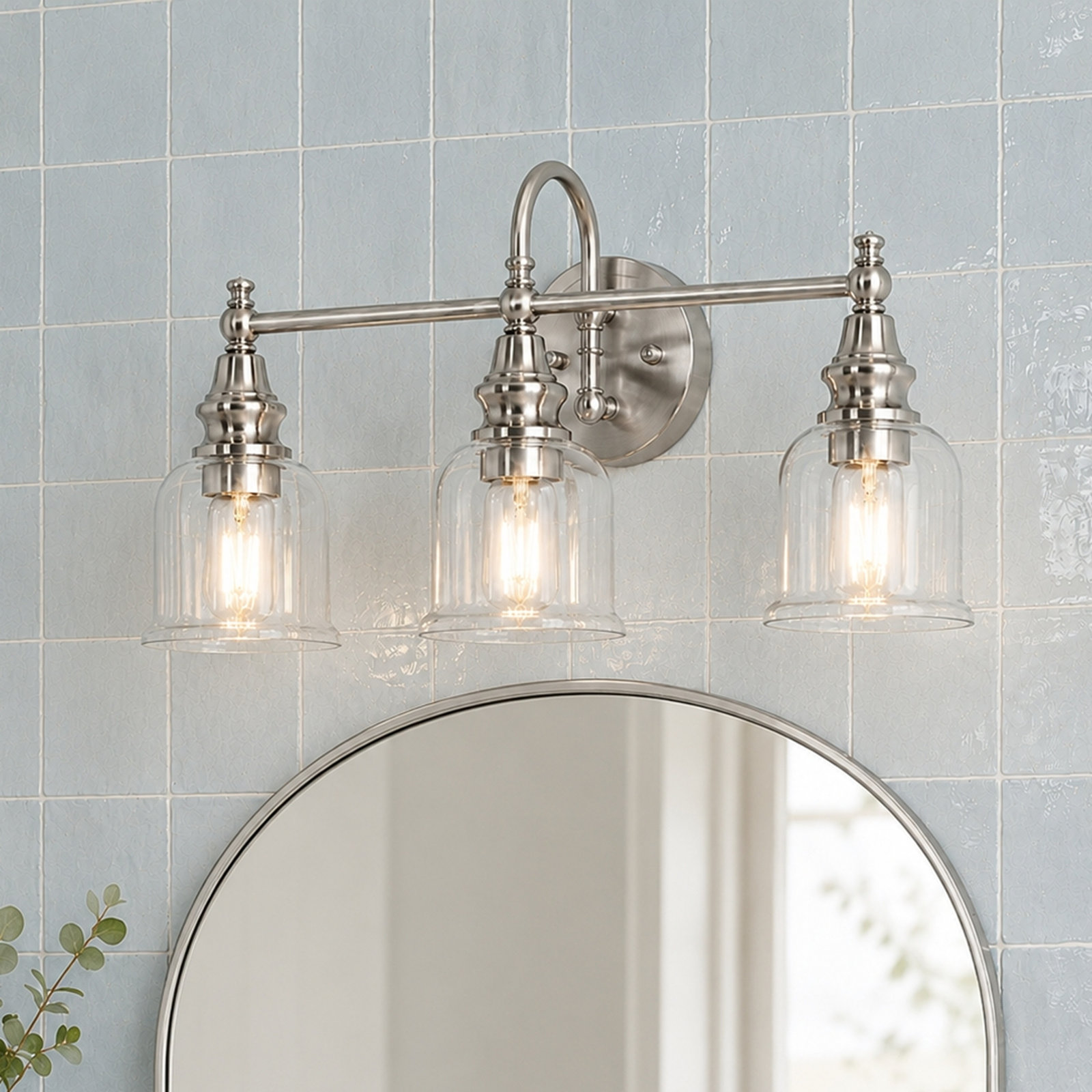 3-Light Dimmable Vanity Light, Silver