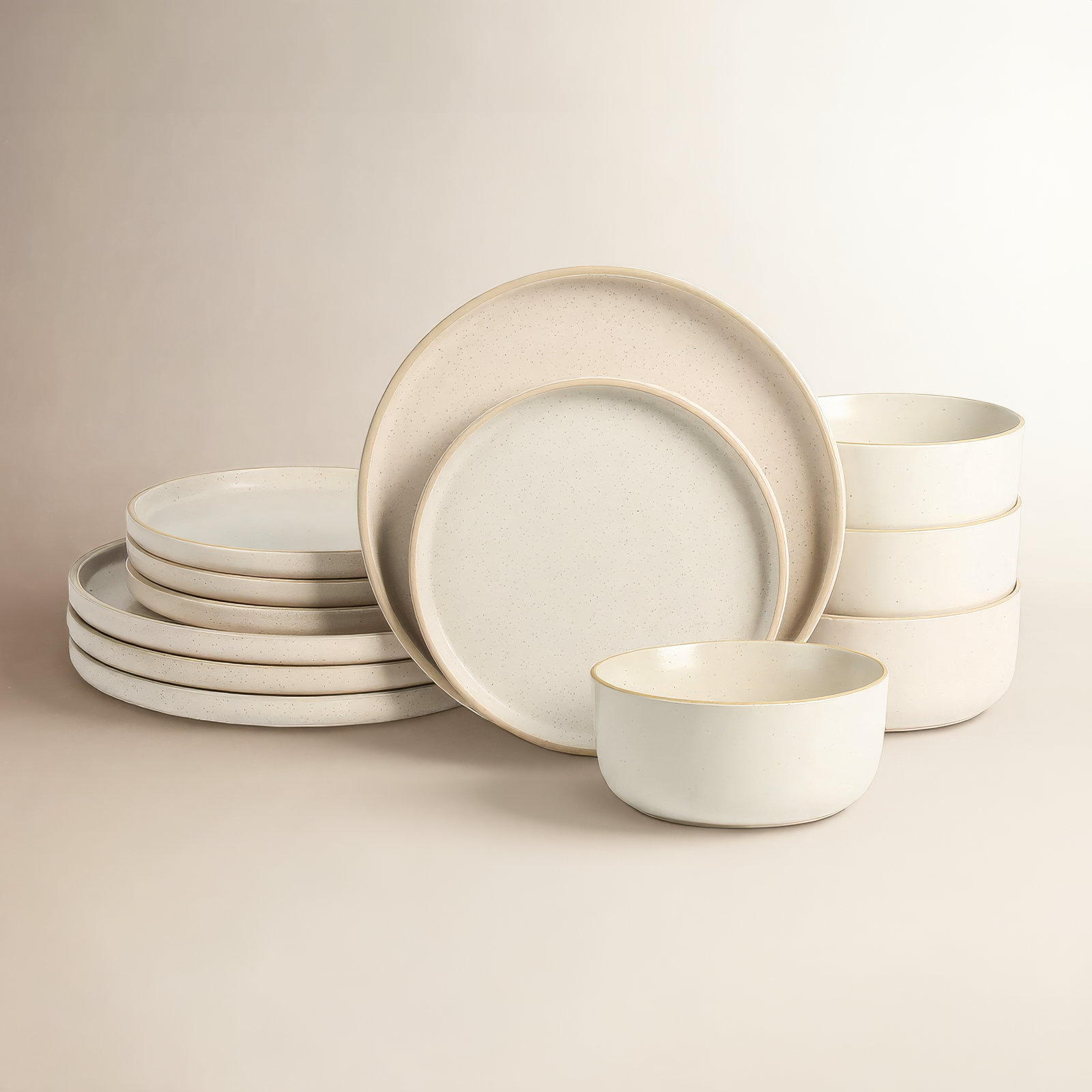 Amber Stoneware Dinnerware Set, White