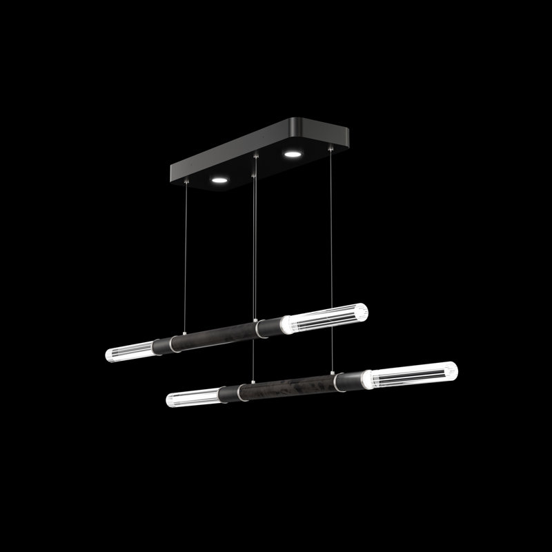 Antonia 71"W Linear Pendant, Nickel/Black/Charcoal