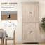 Garde-manger autoportant à 4 portes, armoire de rangement à 4 niveaux avec tablettes réglables, naturel