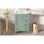 Meuble-lavabo vert clair de 24 po avec lavabo intégré en céramique, avec tablette à double couche, tiroirs à fermeture en douceur et porte d'armoire à fermeture en douceur-712749783