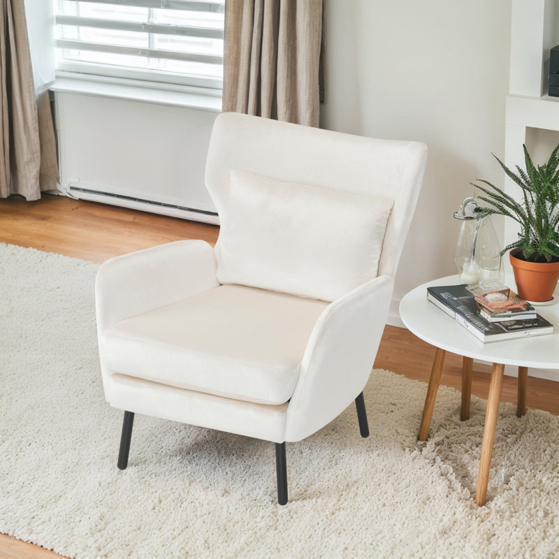Fauteuil à oreilles l 28,98 po, Polyester beige