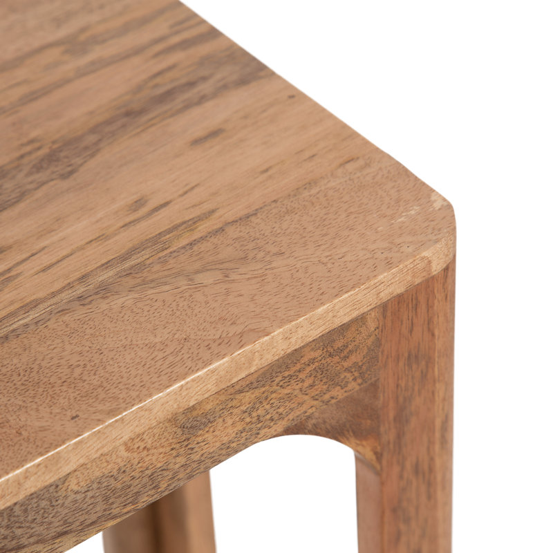 Dahl Slatted Mango Wood Slim Side Table for Use as Narrow Bedroom Nightstand, Medium Wood/Tan