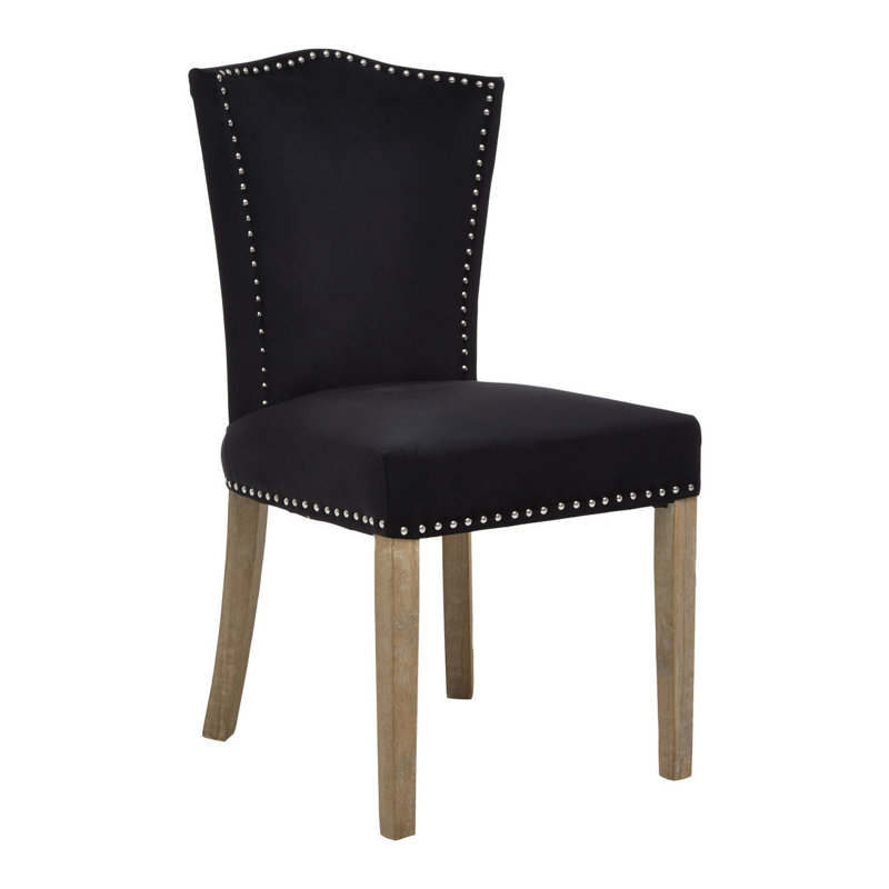 Otsego 53cm H Velvet Upholstered Side Chair, Black