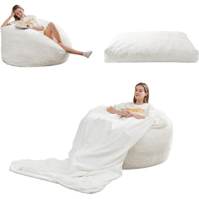 Trule Bean Bag Chairs For Adults, 2 In 1 Bean Bag Chairs, Convertible Bean Bag With Filler For Gaming Large Foam, Bean Bags With Washable Soft Velvet by Trule