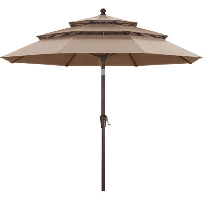 9’ 3-Tier Olefin Market Umbrella with Tilt and Crank Lift