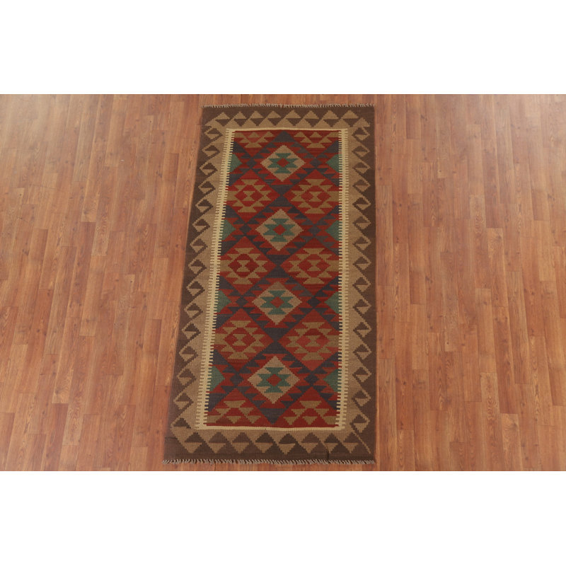 Tapis de couloir oriental géométrique Kilim 3 x 7