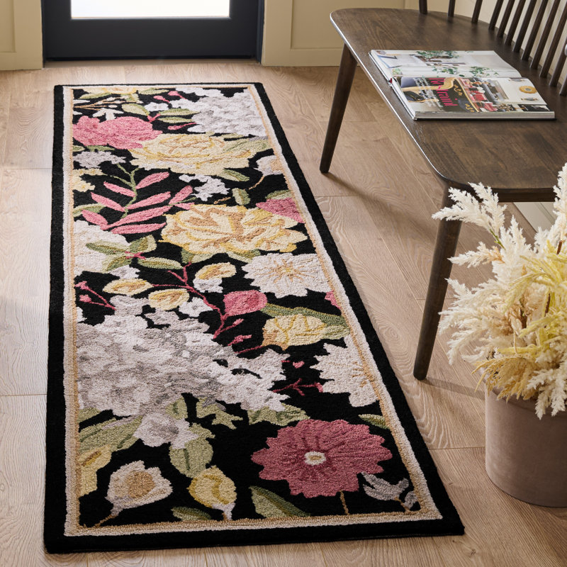 Tapis floral touffeté à la main Jardin 473, Tapis de couloir 2 pi 3 po x 8 pi