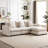 L-shaped Sleeper With In Beige - 2.2 Inch Combination Modular , 3 Cushions, Pillows, Plastic Leg, Comfortable Upholstered Bedroom Furniture Modular, Leg For Garage-1922459398
