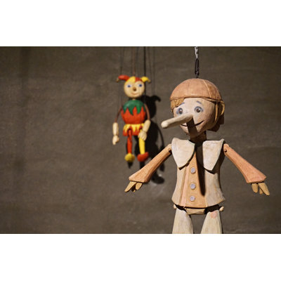 Wooden String Puppets - Wrapped Canvas Print