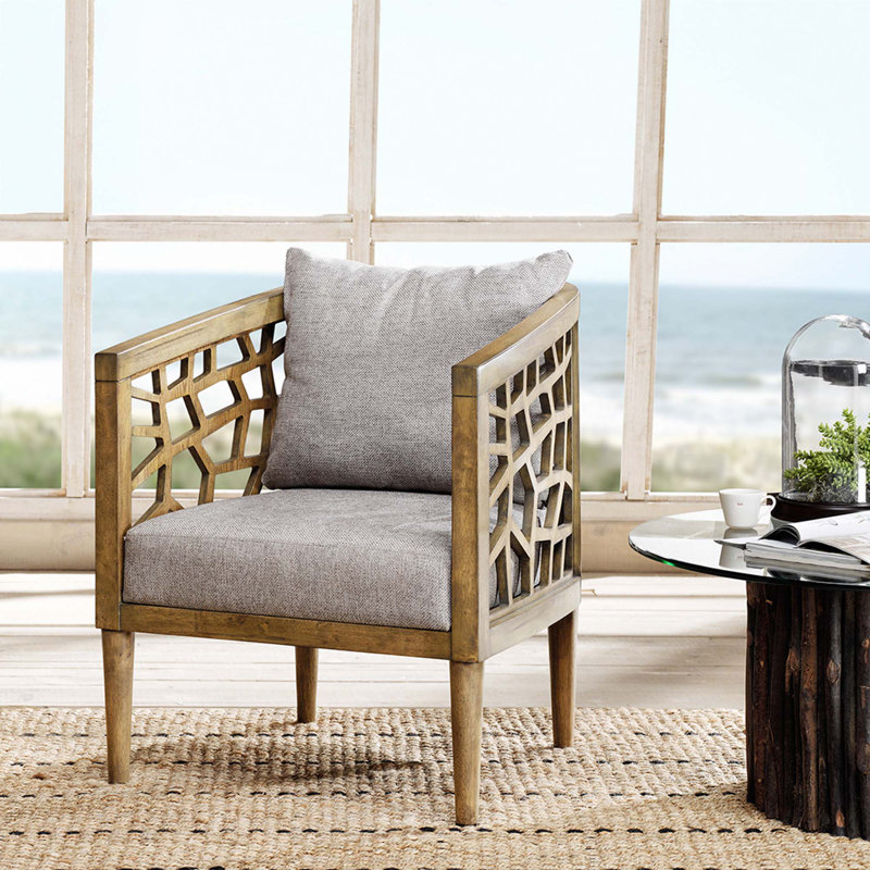 Accent Chair, Light Gray, Brown