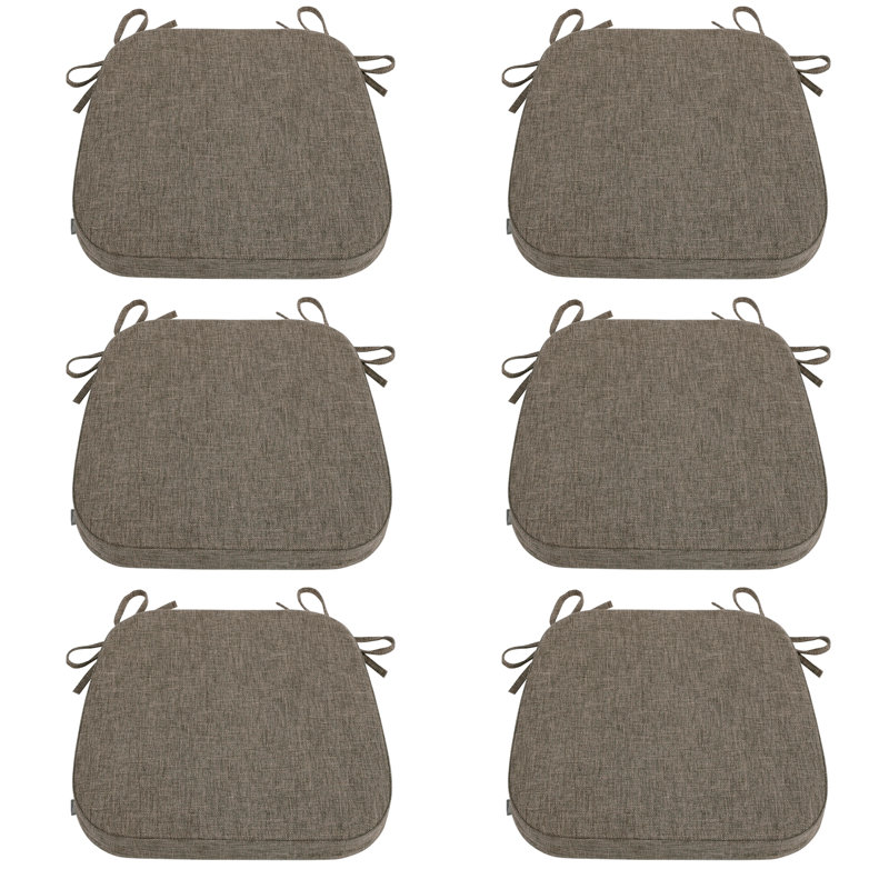 Coussin de chaise avec attaches pour chaise de salle à manger (ensemble de 6), Brun