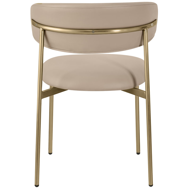 Lupita Upholstered Back Side Chair Dining Chair, Brushed Gold, Taupe Vegan Leather