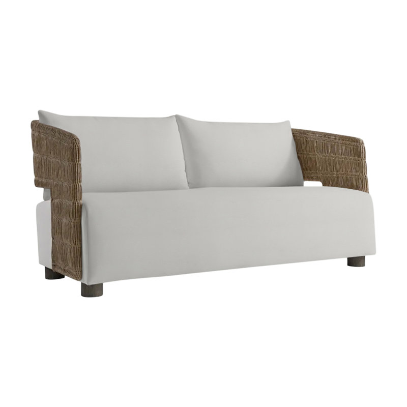 Maldives Outdoor Teak Loveseat, Light Grey Vinyl 6503-010