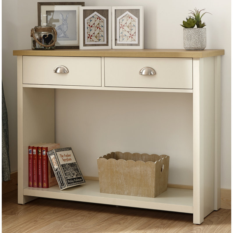 Kerry 97cm Console Table, Cream, Oak