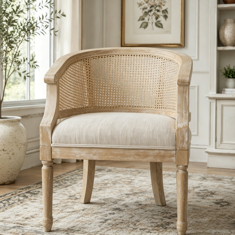 Fauteuil d'appoint en bois d'hévéa