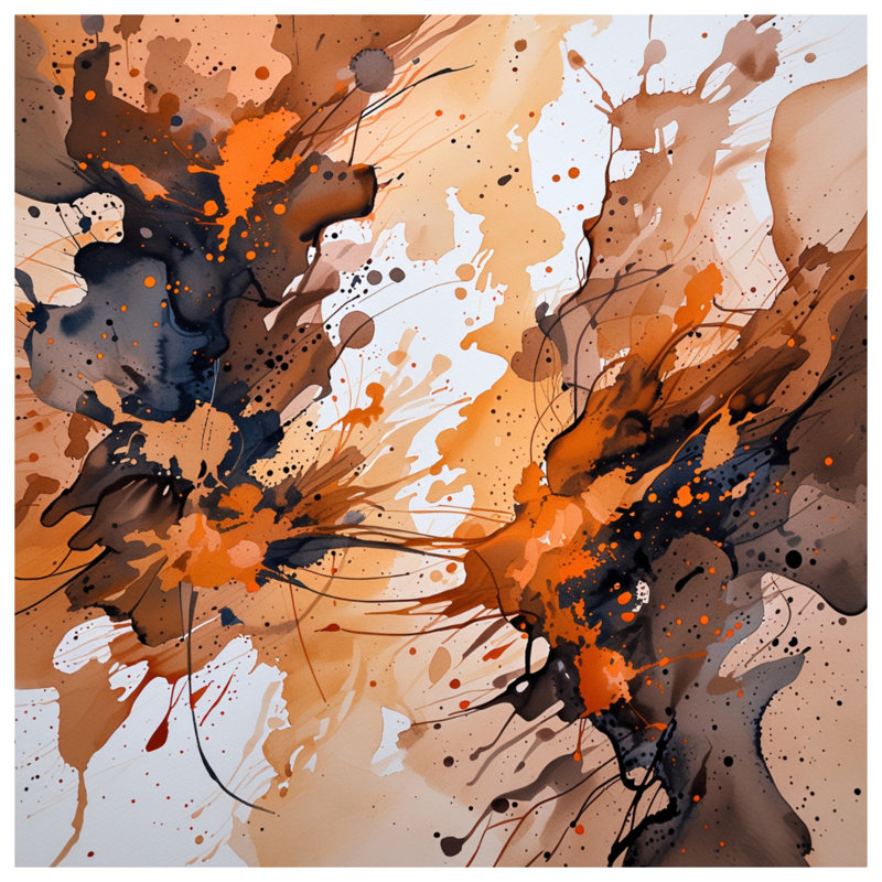 Rideau de douche abstrait à éclaboussures - Art moderne, 70in W x 72in H