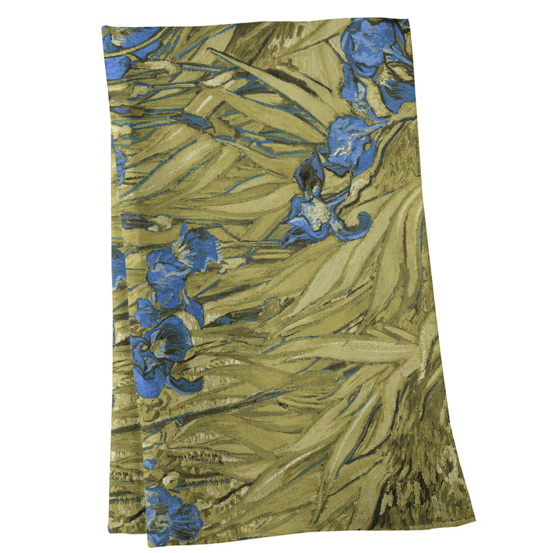 Serviette de thé irises, Polyester sergé, Pourpre / Vert clair