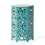 Table d'appoint 14 po en fer bleu sarcelle - Découpe élégante pour le patio, les boissons et les collations avec espace-1357589658