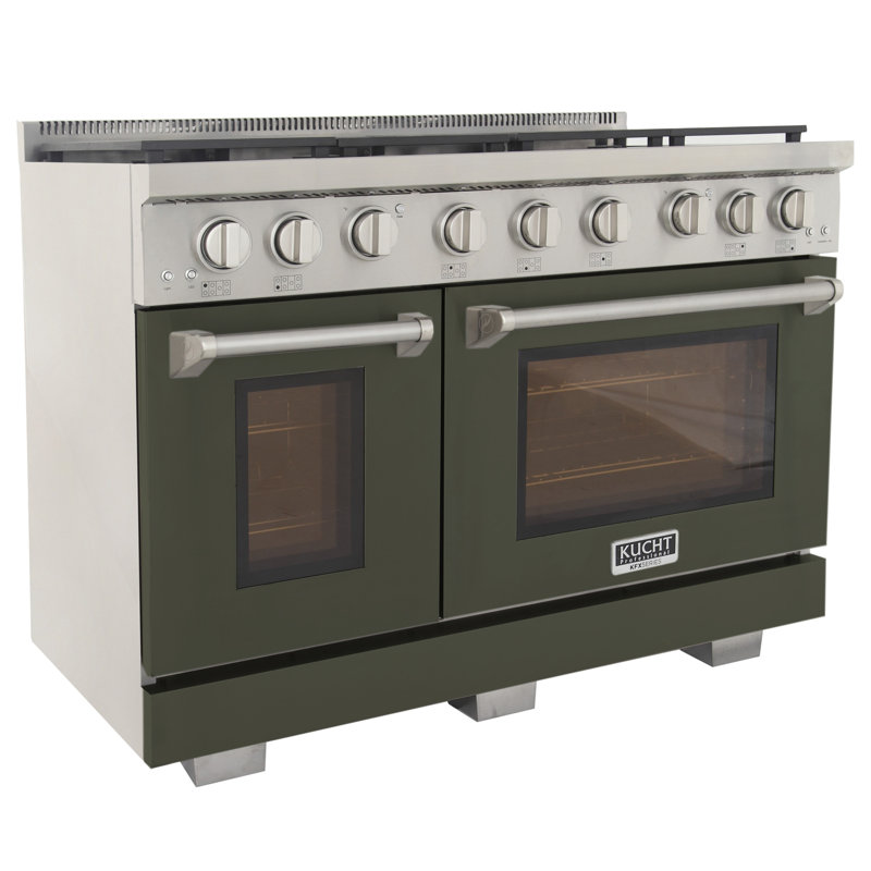 Kucht 48'' W Free Standing Range, Natural Gas, Olive Green