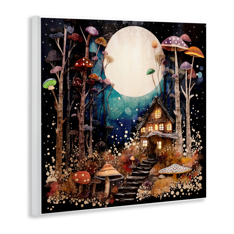 "Whimsical Mushroom Cottage", art mural sur bois par Sasha