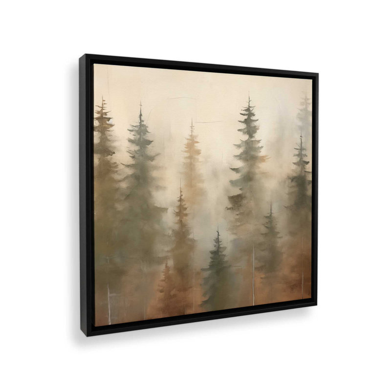«Foggy Warm Forest I», reproduction sur toile, H 32,75 po x l 32,75 po x P 1,75 po, Cadre flottant noir, 1