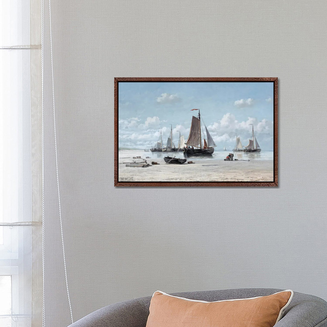 Fischerboote am Strand, Zandvoort von Hendrik Hulk - Galerie-verpackte Leinwand Giclée