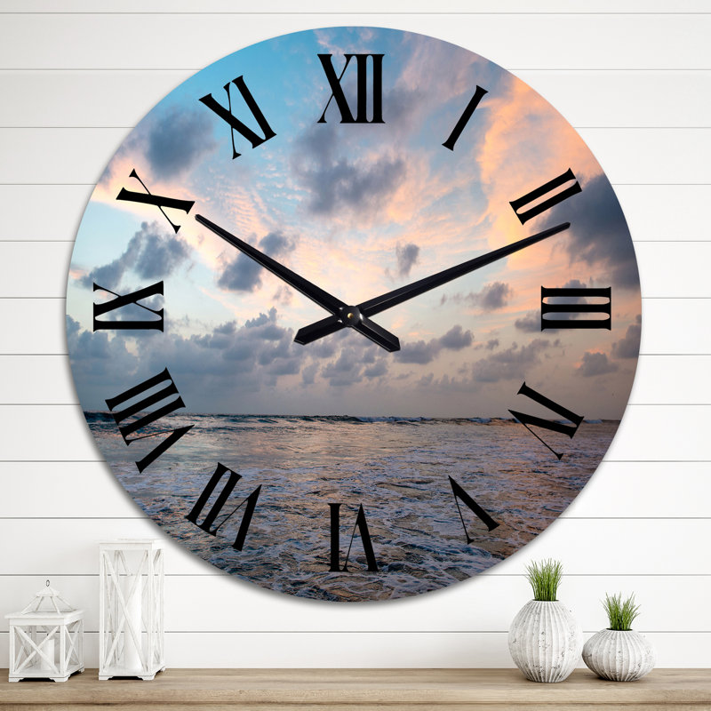 Horloge murale nautique et côtière Sunset Sky Over Calm Sea I, Grand