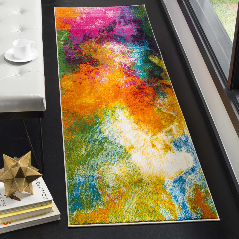 Ciara Watercolor Performance Abstract Rug, Runner 2'3" x 16'