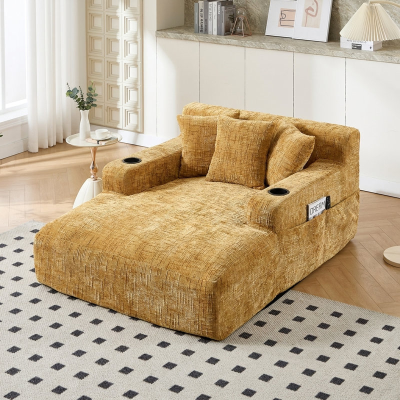 Canapé-lit Chenille, Yellow
