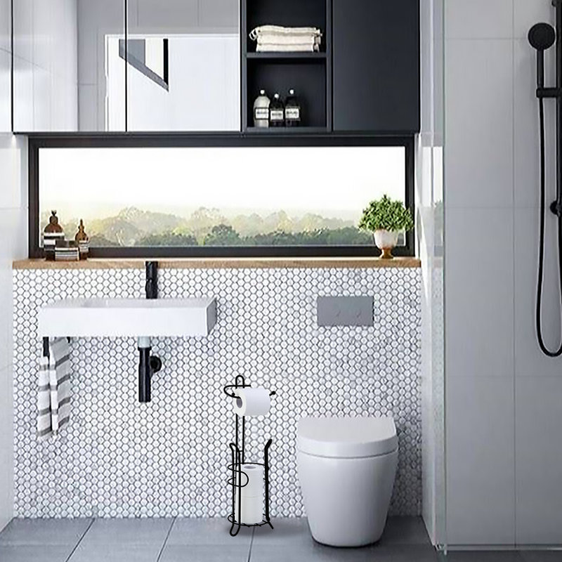 Porte-papier hygiénique pour salle de bain, Noir