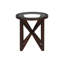 table basse simple en verre, table basse en verre trempé, base en bois massif, plateau rond en verre transparent-117494465