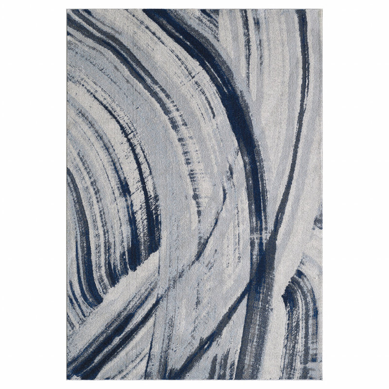 Tapis Leon Leon, Rectangle 7 pi 10 po x 10 pi 10 po, Ivoire / Bleu