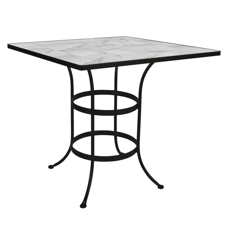 Tables Outdoor Square Bar Table, Pallazo White, Carbon Black