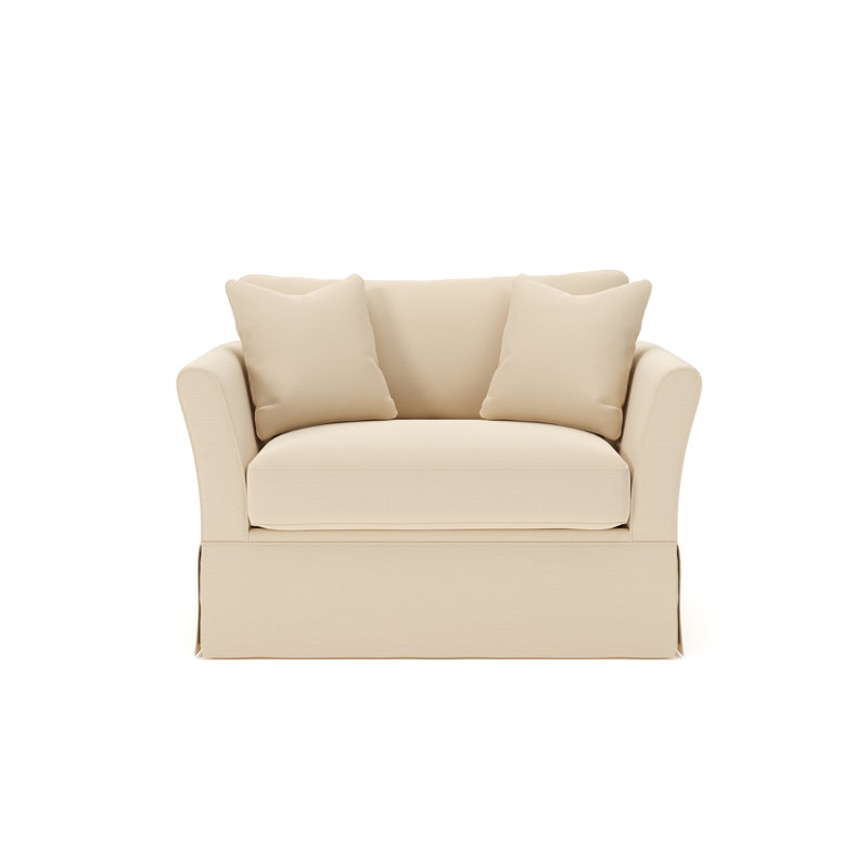 Chaise et demi rembourrée Shelby, Mélange de lin performance Lena Sand