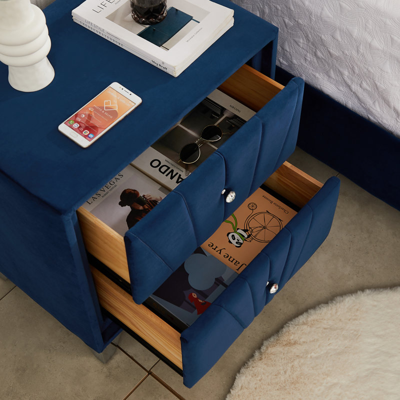 Table de chevet moderne Mid Century, Bleu