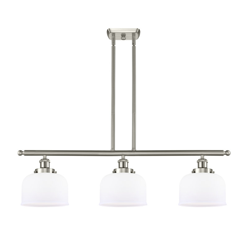 Luminaire suspendu linéaire à 3 lumières HamLake, DEL, Blanc mat, Nickel satiné brossé
