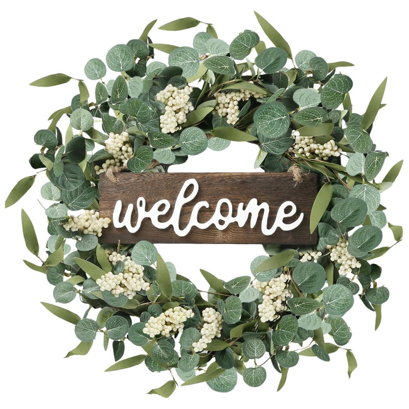 Couronne d'eucalyptus artificiel vert