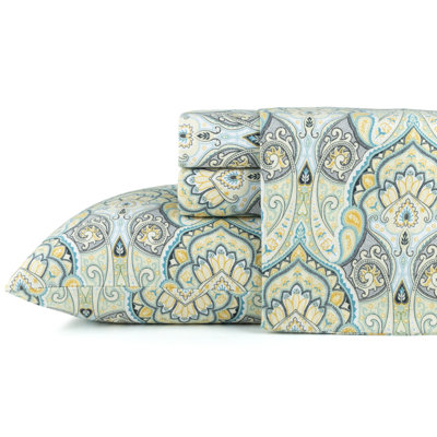 Pointehaven 180 GSM Brushed Cotton Flannel Deep Pocket Sheet Set King Henna Paisley